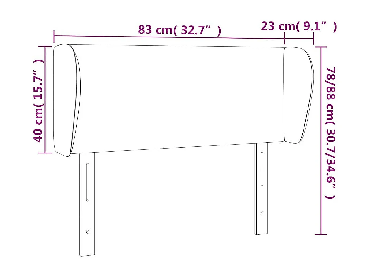 Tête de lit avec oreilles Bleu foncé 83x23x78/88 cm Velours