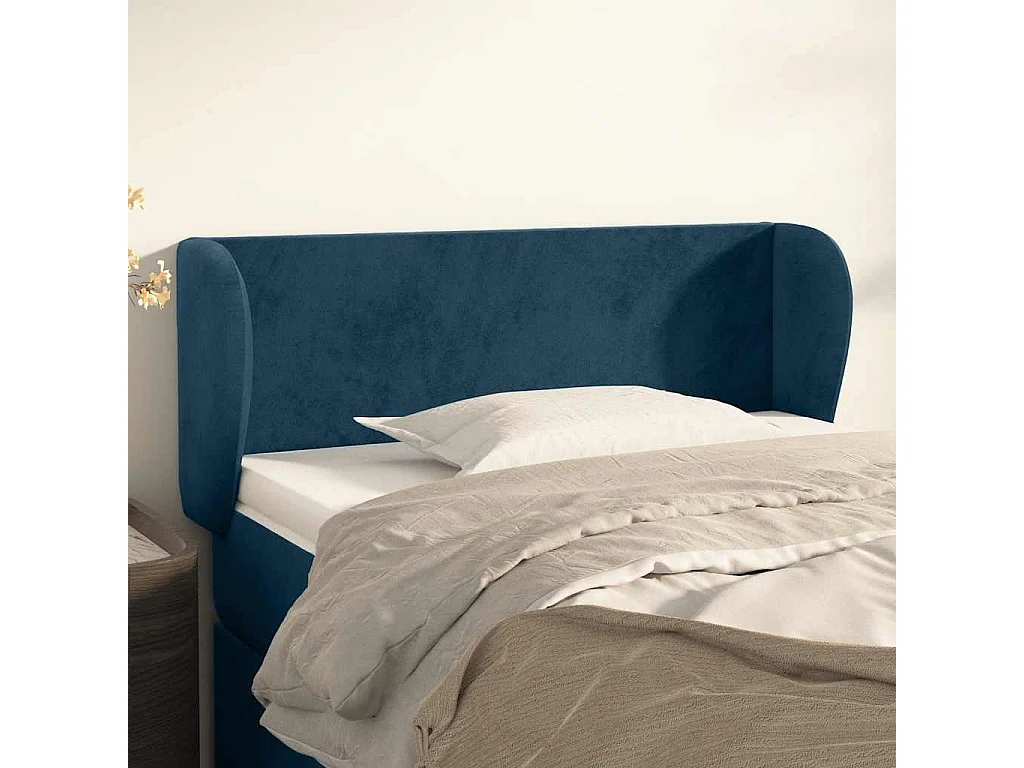 Kopfteil mit Ohren Dunkelblau 83x23x78/88 cm Samt
