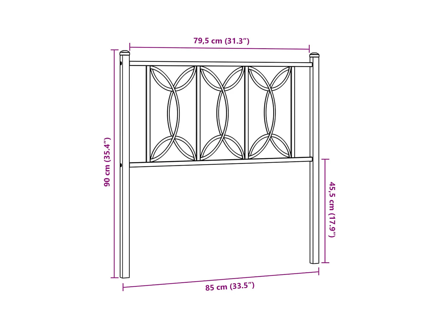 Kopfteil Metall Weiß 80 cm