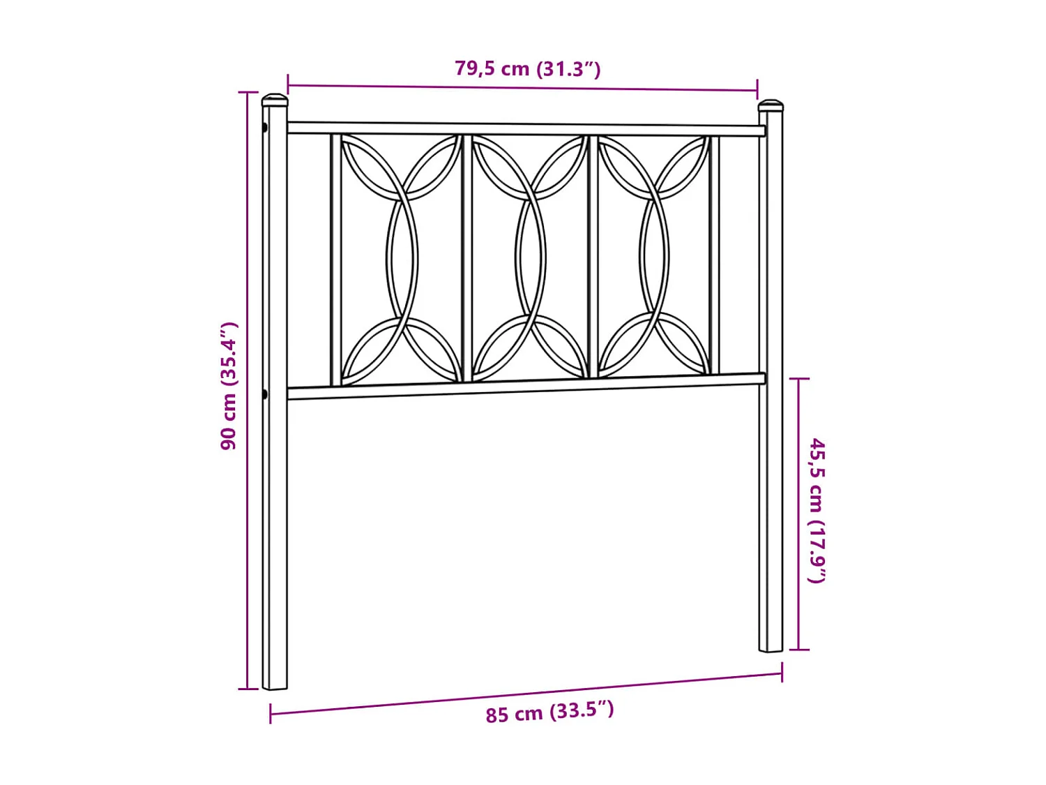 Tête de lit métal blanc 80 cm