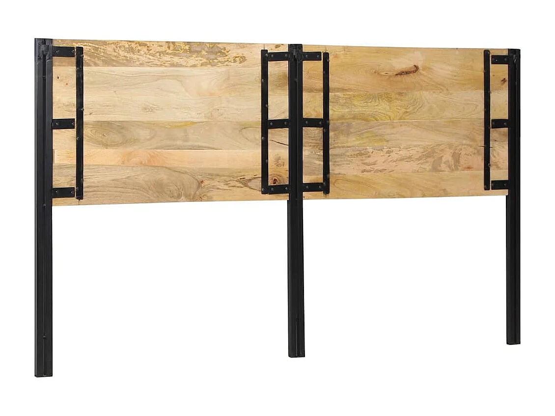 Tête de lit 180 cm bois massif manguier et fer
