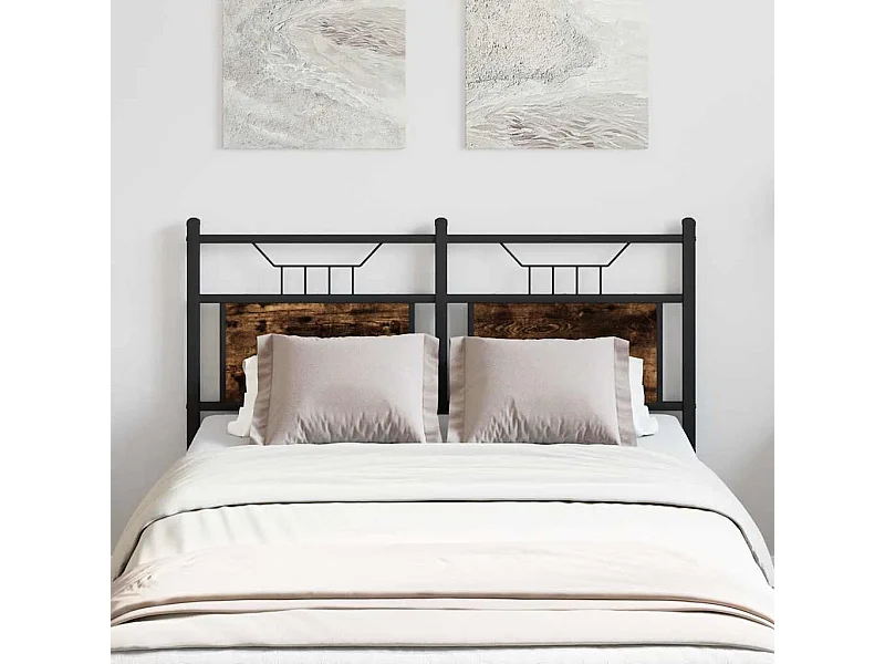 Tête de lit chêne fumé 120 cm bois d'ingénierie et acier