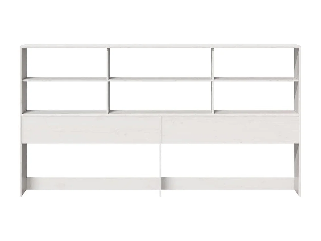 Cabeceira com arrumação 200 cm madeira de pinho maciça branco