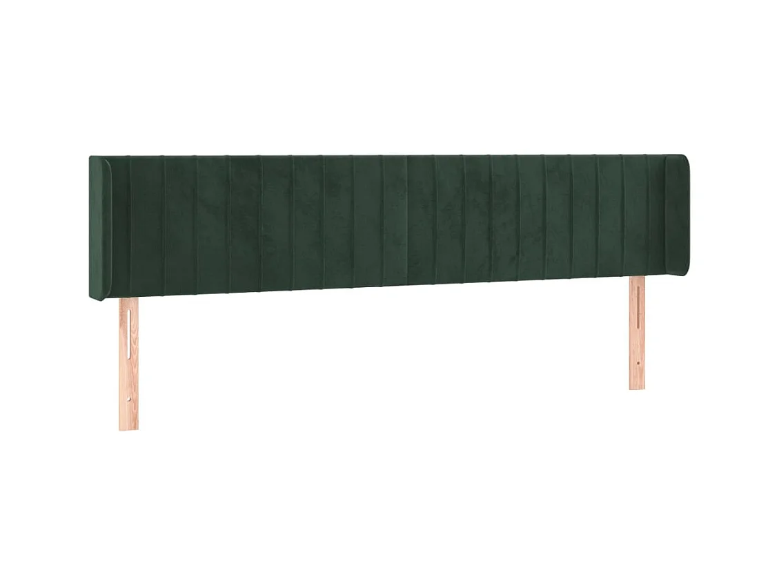 Tête de lit avec oreilles Vert foncé 203x16x78/88 cm Velours