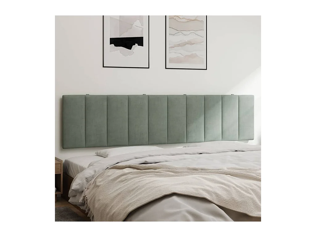Coussin de tête de lit gris clair 200 cm velours