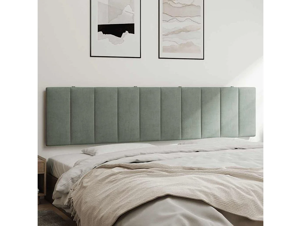 Coussin de tête de lit Hanko gris clair 200 cm velours