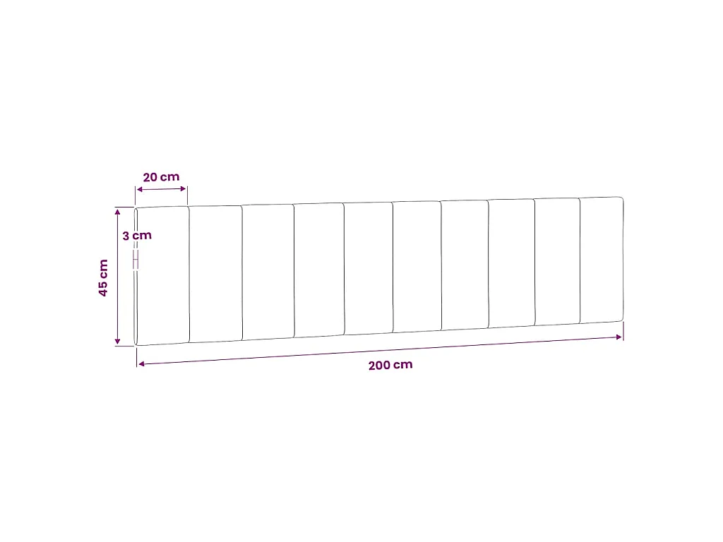 Coussin de tête de lit Hanko gris clair 200 cm velours