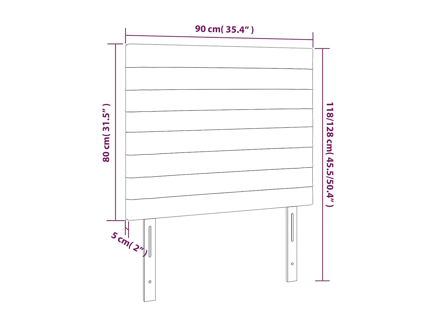 Tête de lit à LED Bleu foncé 90x5x118/128 cm Velours
