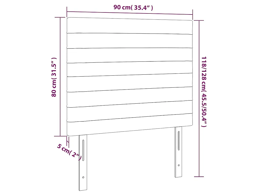 Hoofdbord LED 90x5x118/128 cm fluweel donkerblauw