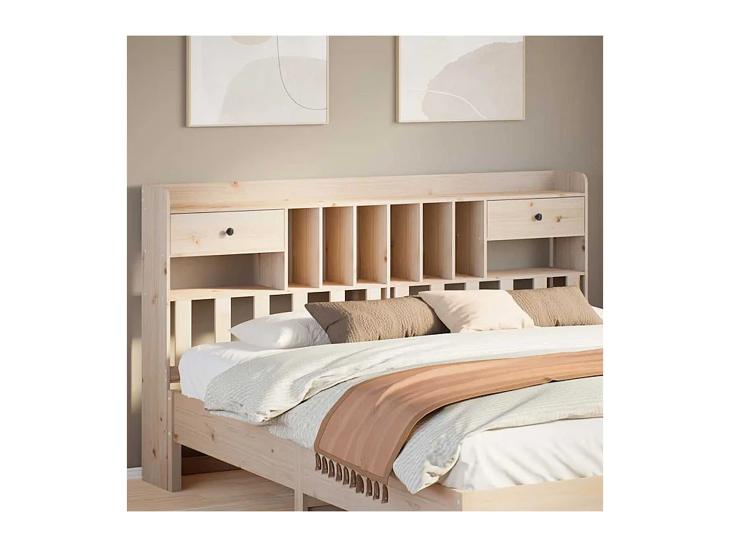Tête de lit avec rangement 200 cm bois massif de pin