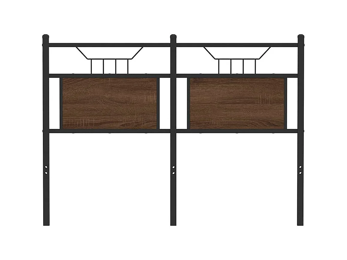 Hoofdbord 120 cm bewerkt hout en staal bruin eikenkleurig