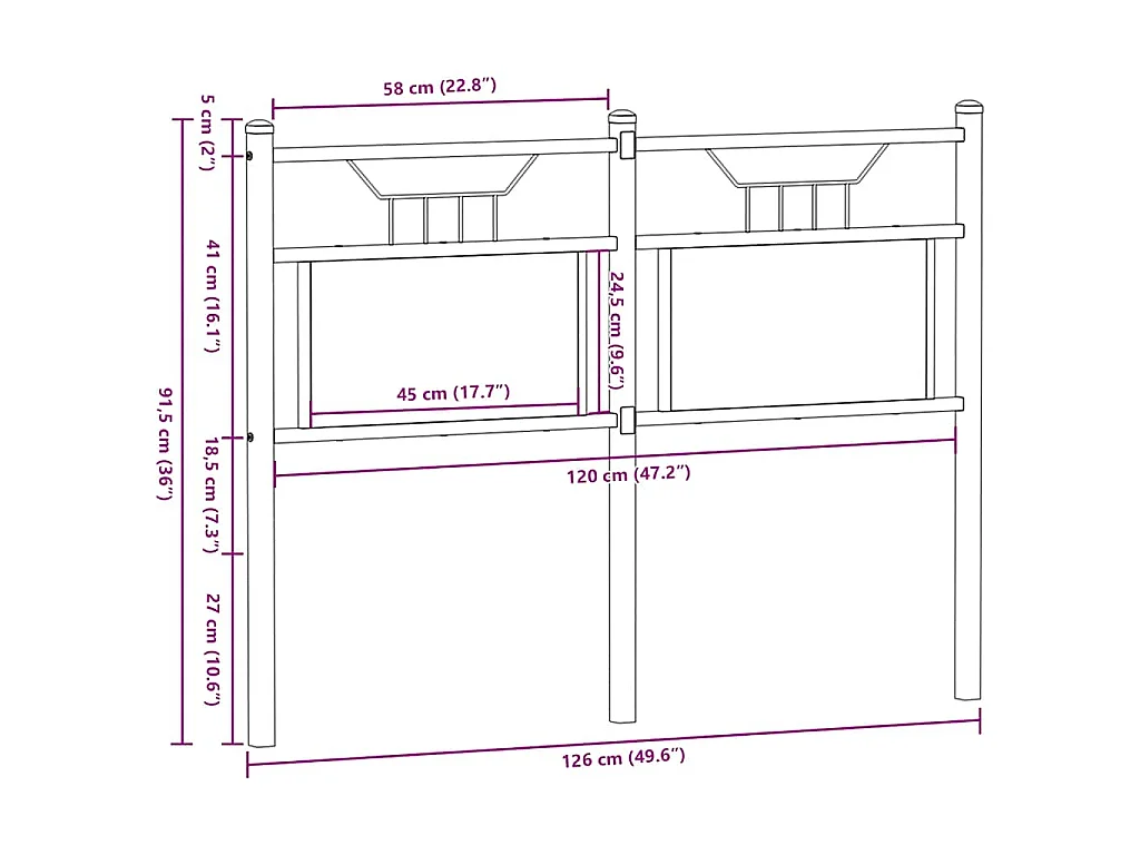 Tête de lit de remplacement chêne marron 120 cm bois d'ingénierie et acier