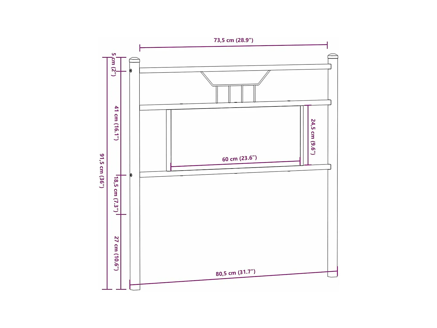 Cabecero de madera de ingeniería y acero roble Sonoma 75 cm