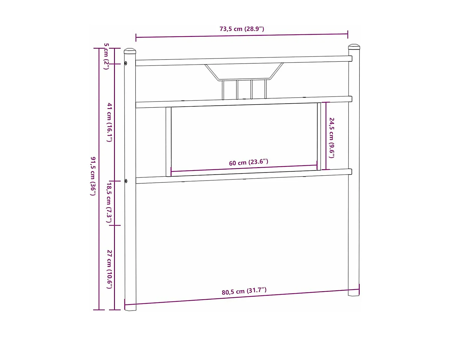 Tête de lit chêne sonoma 75 cm bois d'ingénierie et acier