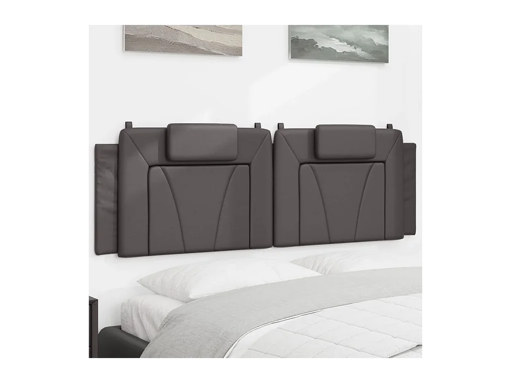Coussin de tête de lit gris 160 cm similicuir