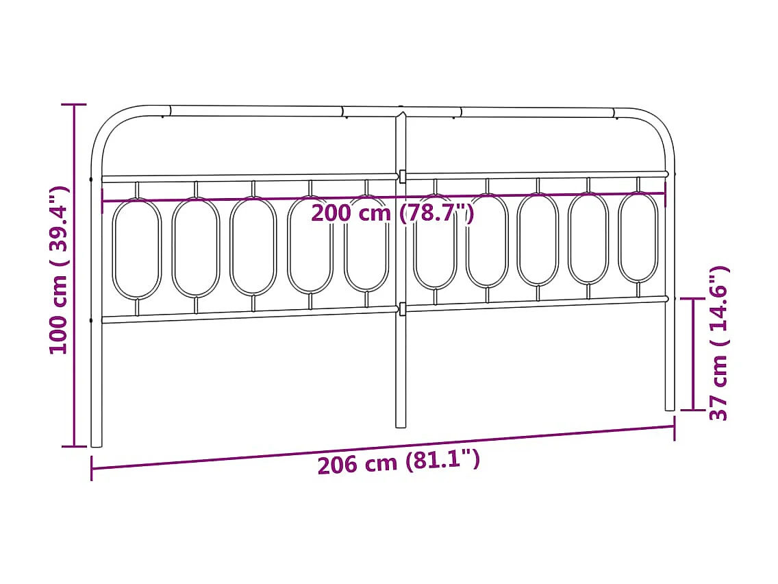 Tête de lit métal blanc 200 cm