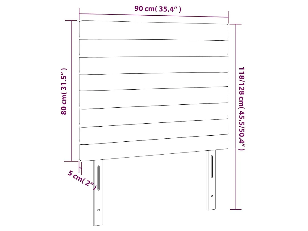 Tête de lit Taupe 90x5x118/128 cm Tissu