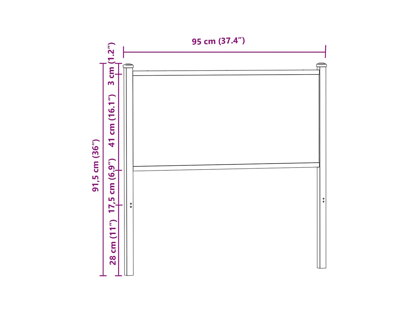 Tête de lit sonoma 90 cm bois d'ingénierie et acier