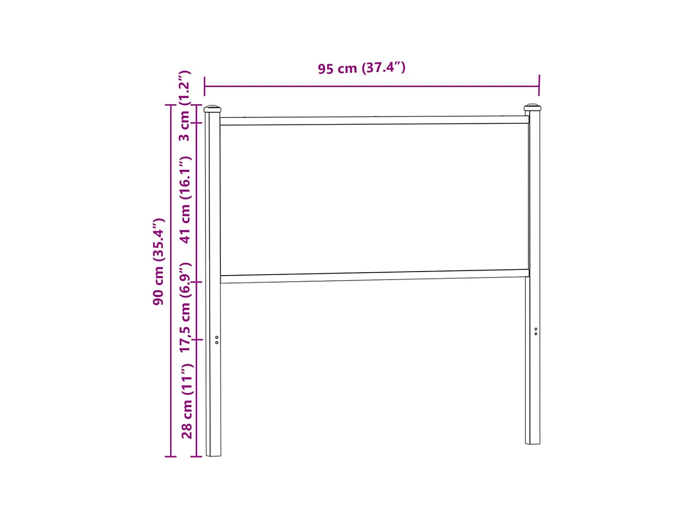 Tête de lit sonoma 90 cm bois d'ingénierie et acier