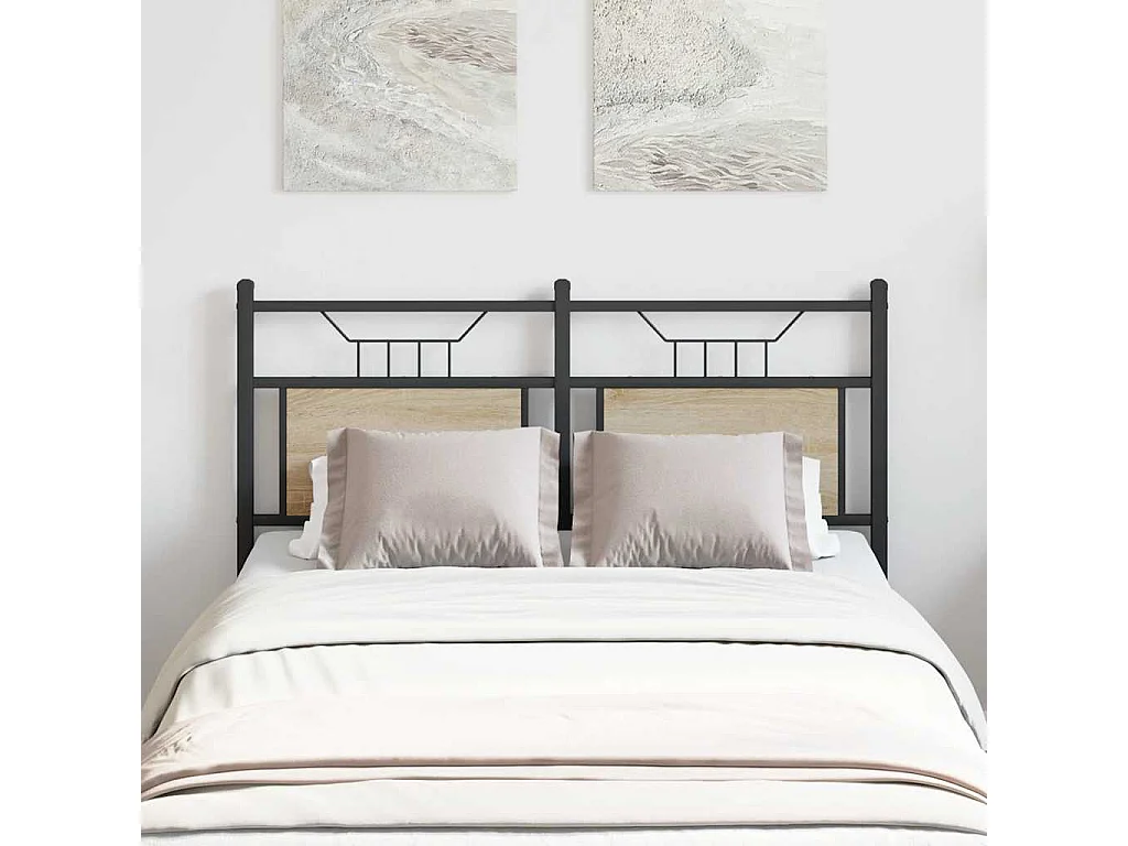 Cabeceira de cama 120 cm derivados madeira/aço carvalho sonoma