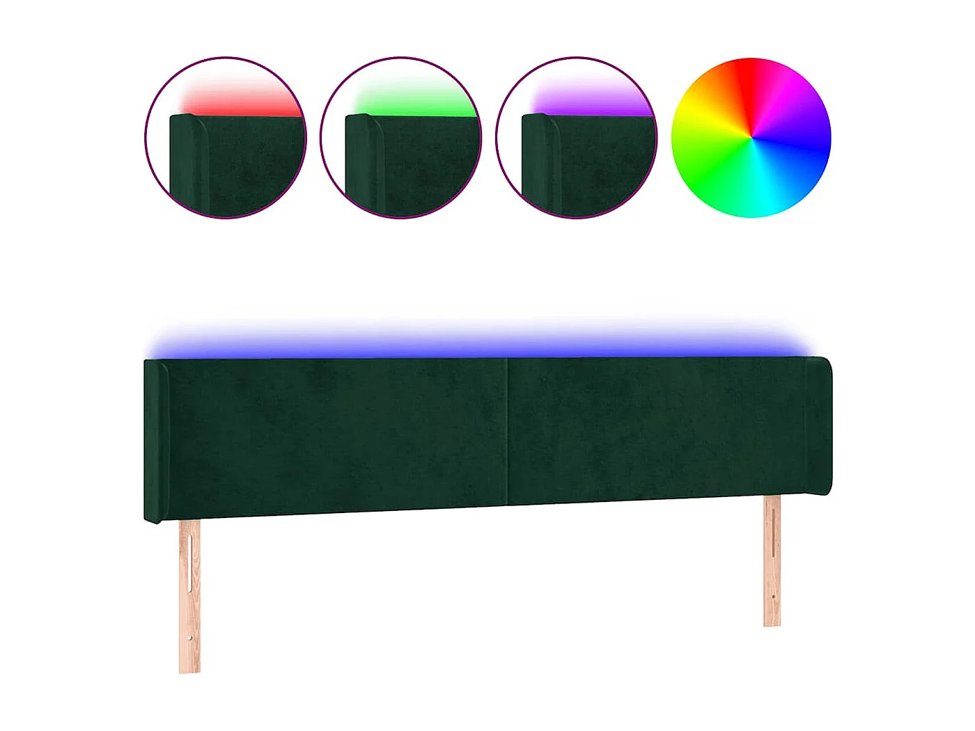 Tête de lit à LED Vert foncé 163x16x78/88 cm Velours