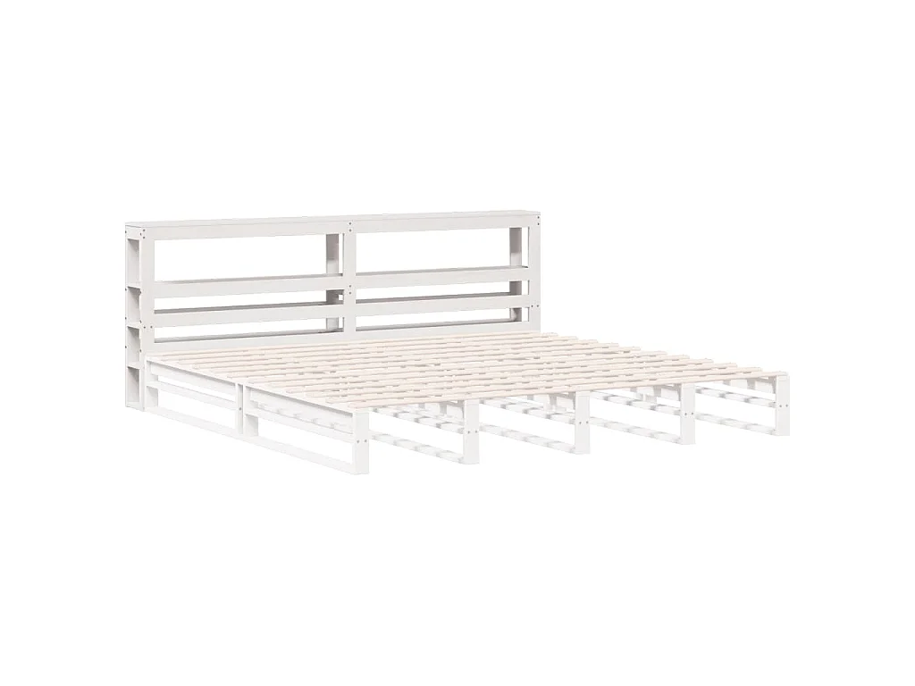Tête de lit avec étagères blanc 200 cm bois massif de pin