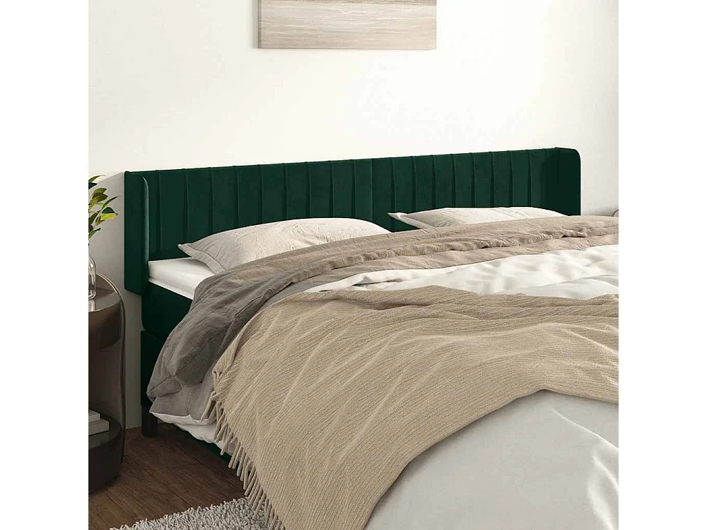 Kopfteil mit Ohren Dunkelgrün 183x16x78/88 cm Samt