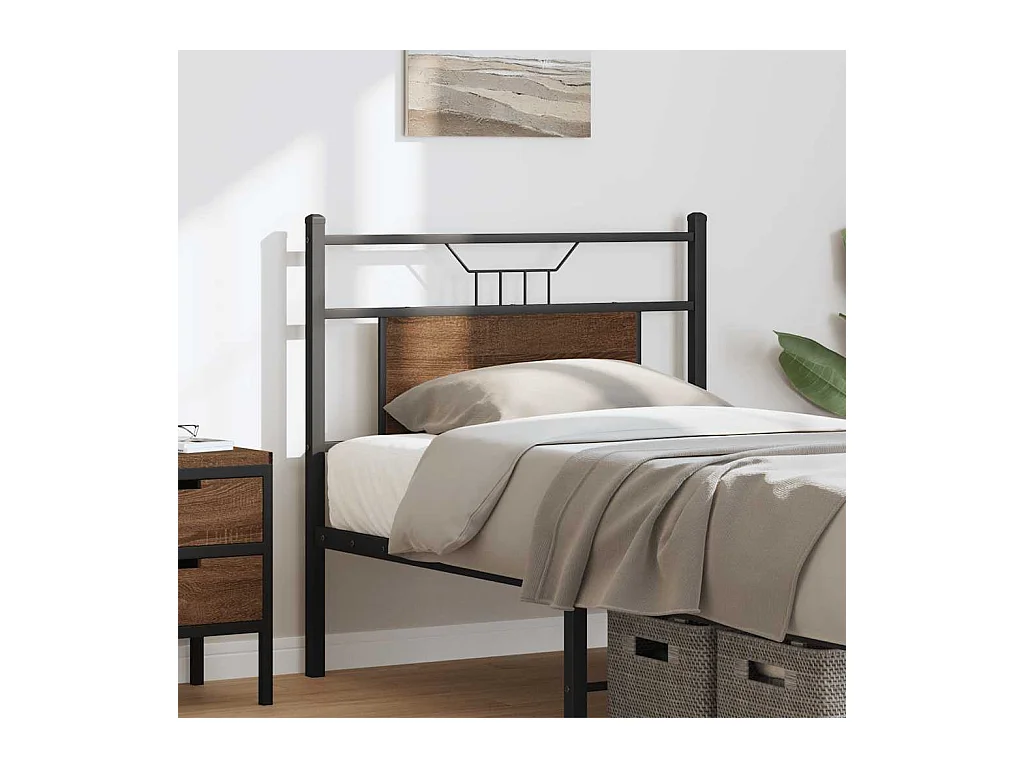Tête de lit chêne marron 75 cm bois d'ingénierie et acier