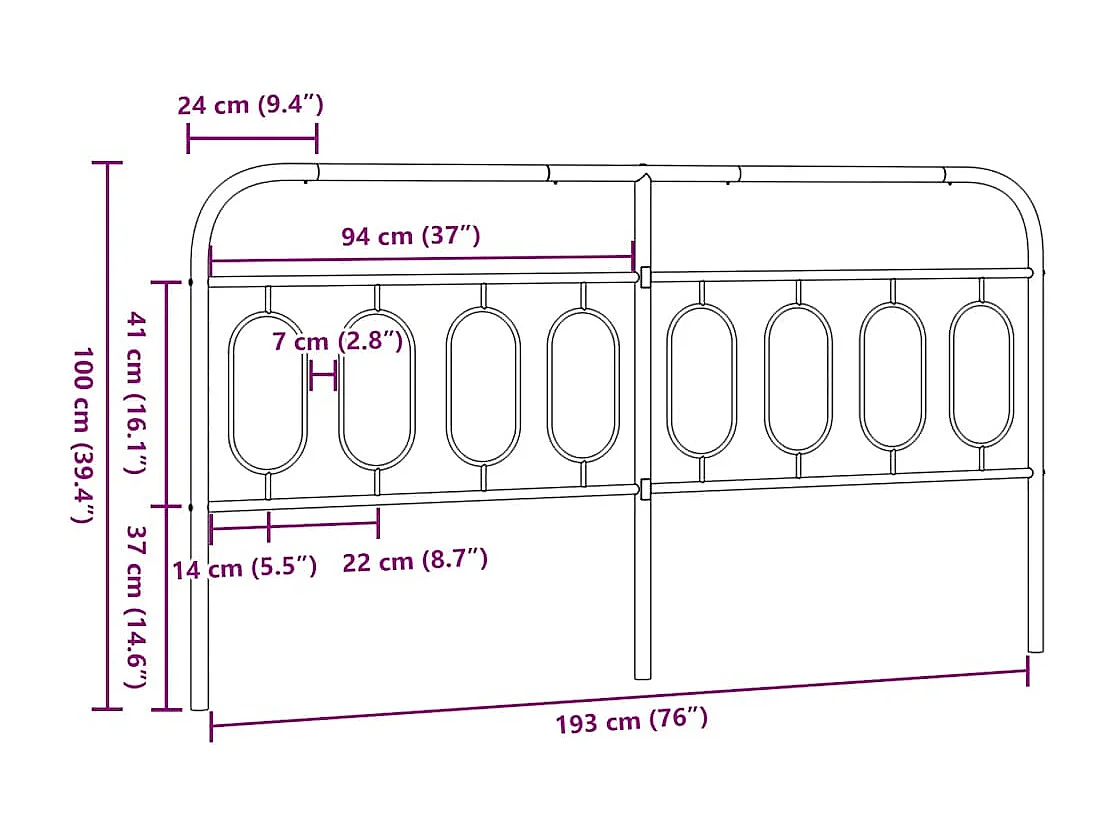 Tête de lit de remplacement métal blanc 193 cm