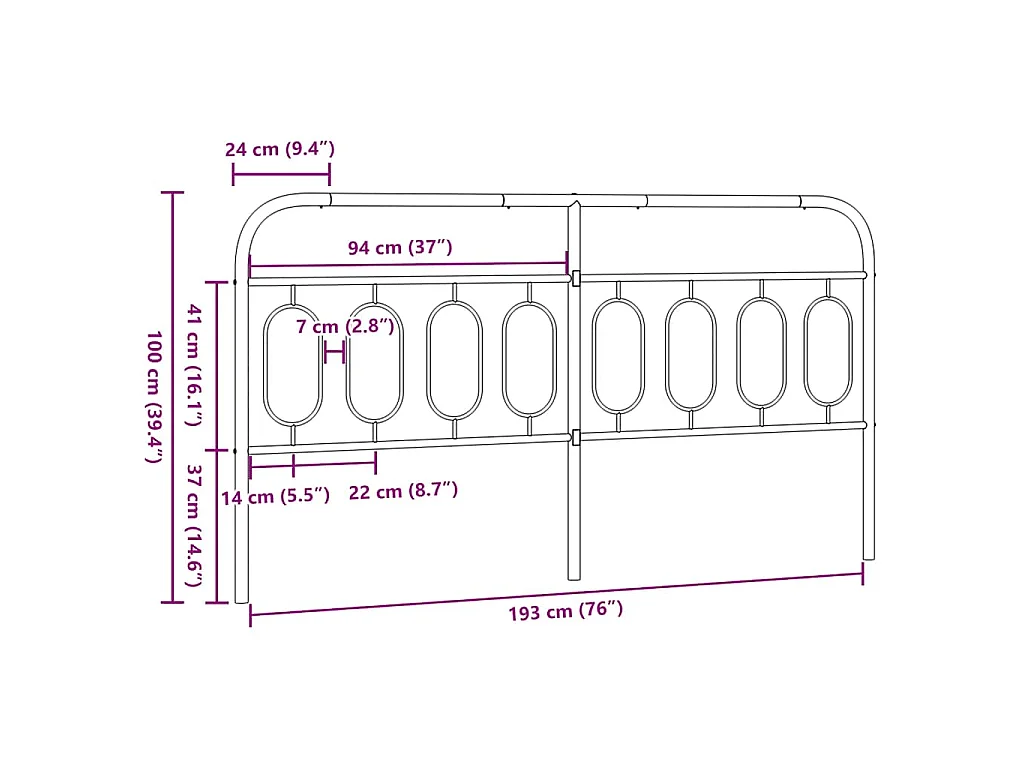 Tête de lit de remplacement métal blanc 193 cm