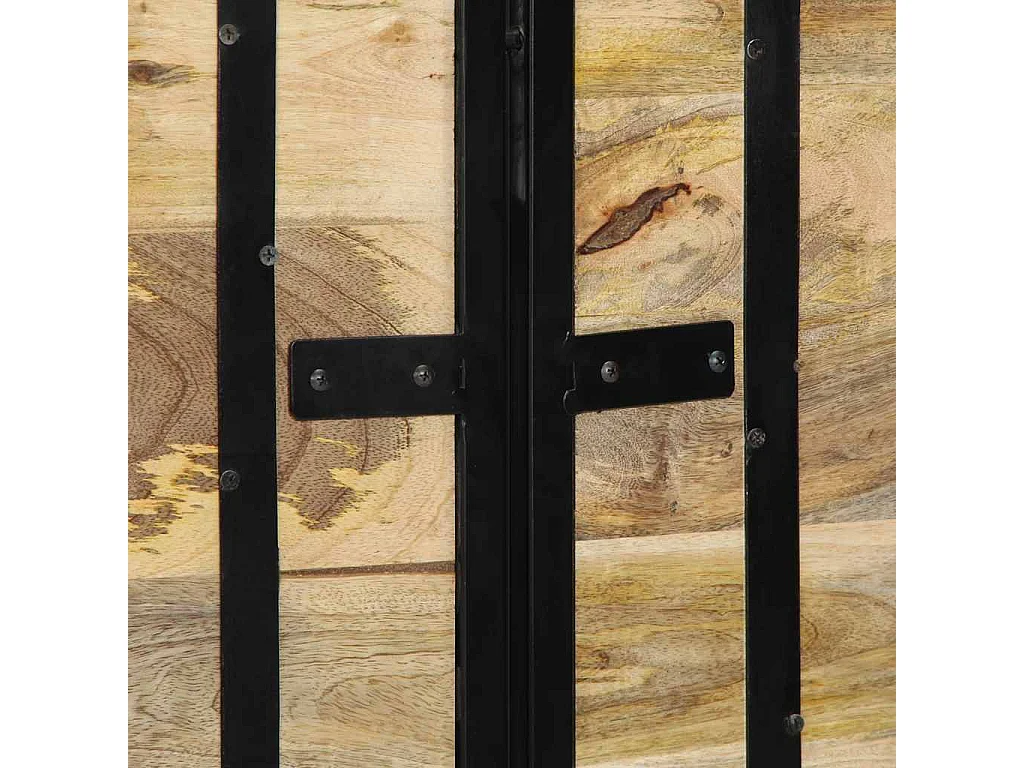 Kopfteil 140 cm Massivholz Mango und Eisen