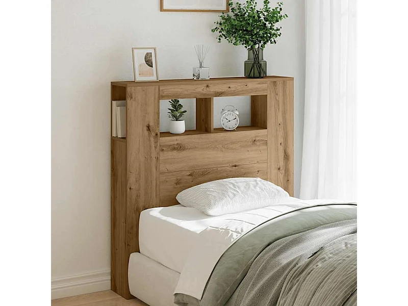 Cabecero LED madera ingeniería roble artisan 100x18,5x103,5 cm