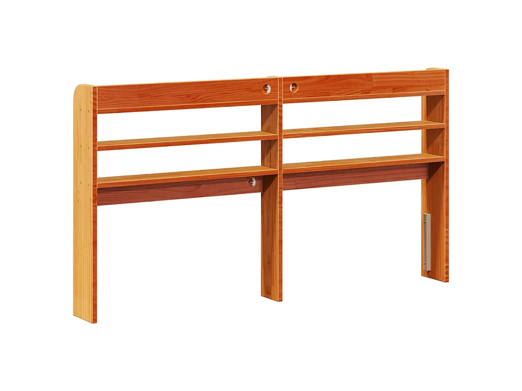Cabecero de cama con estantes madera maciza pino marrón 160 cm