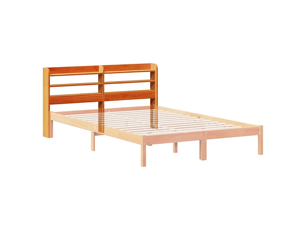 Cabecero de cama con estantes madera maciza pino marrón 160 cm