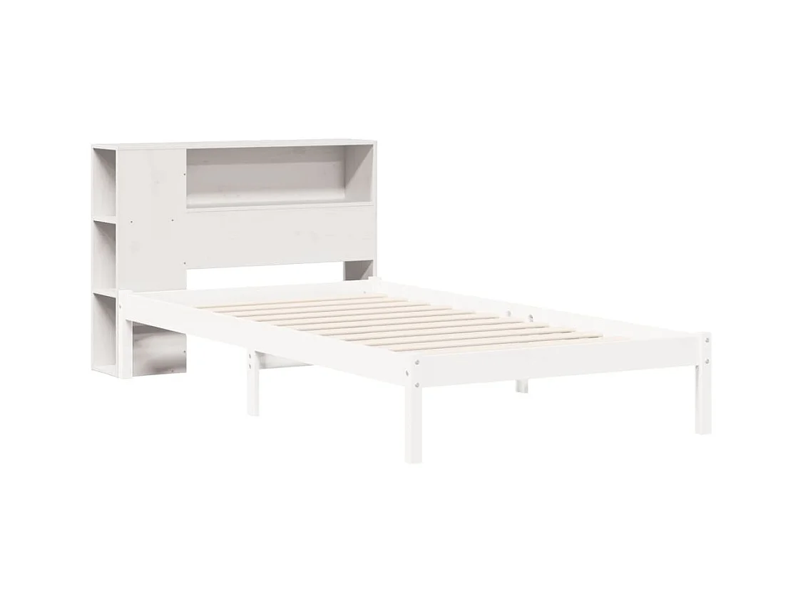 Testiera con Ripiani Bianca 100 cm in Legno Massello di Pino