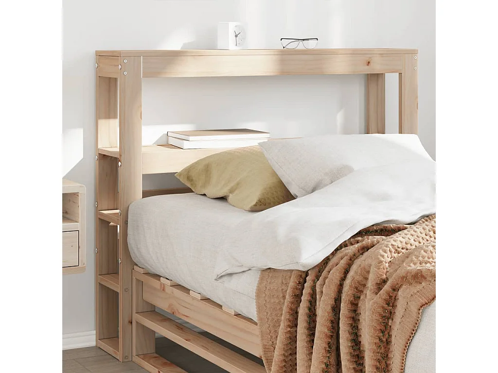 Tête de lit avec étagères 90 cm bois massif de pin