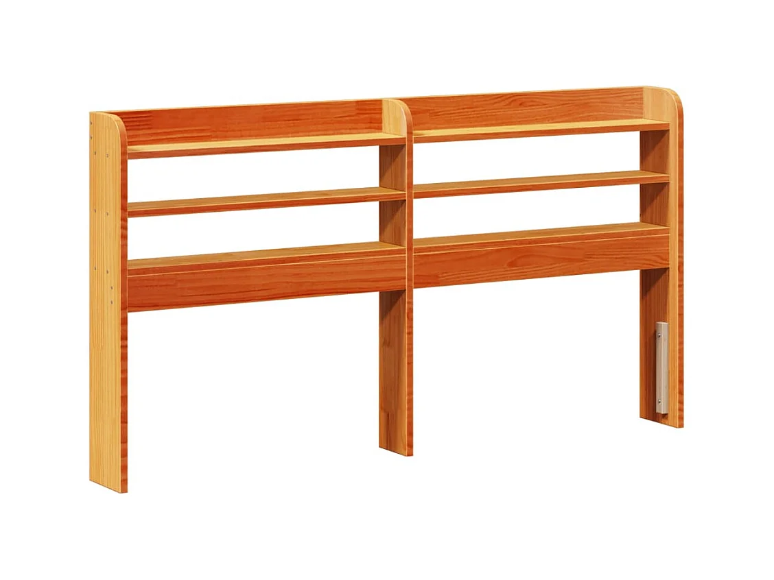 Tête de lit avec étagères marron cire 140 cm bois massif de pin