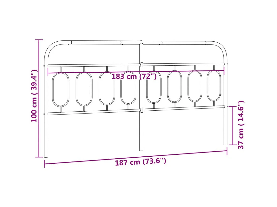 Kopfteil Metall Weiß 183 cm