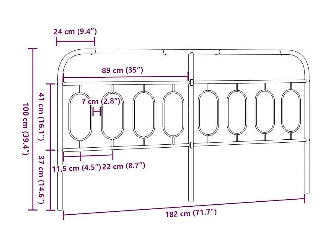 Tête de lit de remplacement métal blanc 183 cm