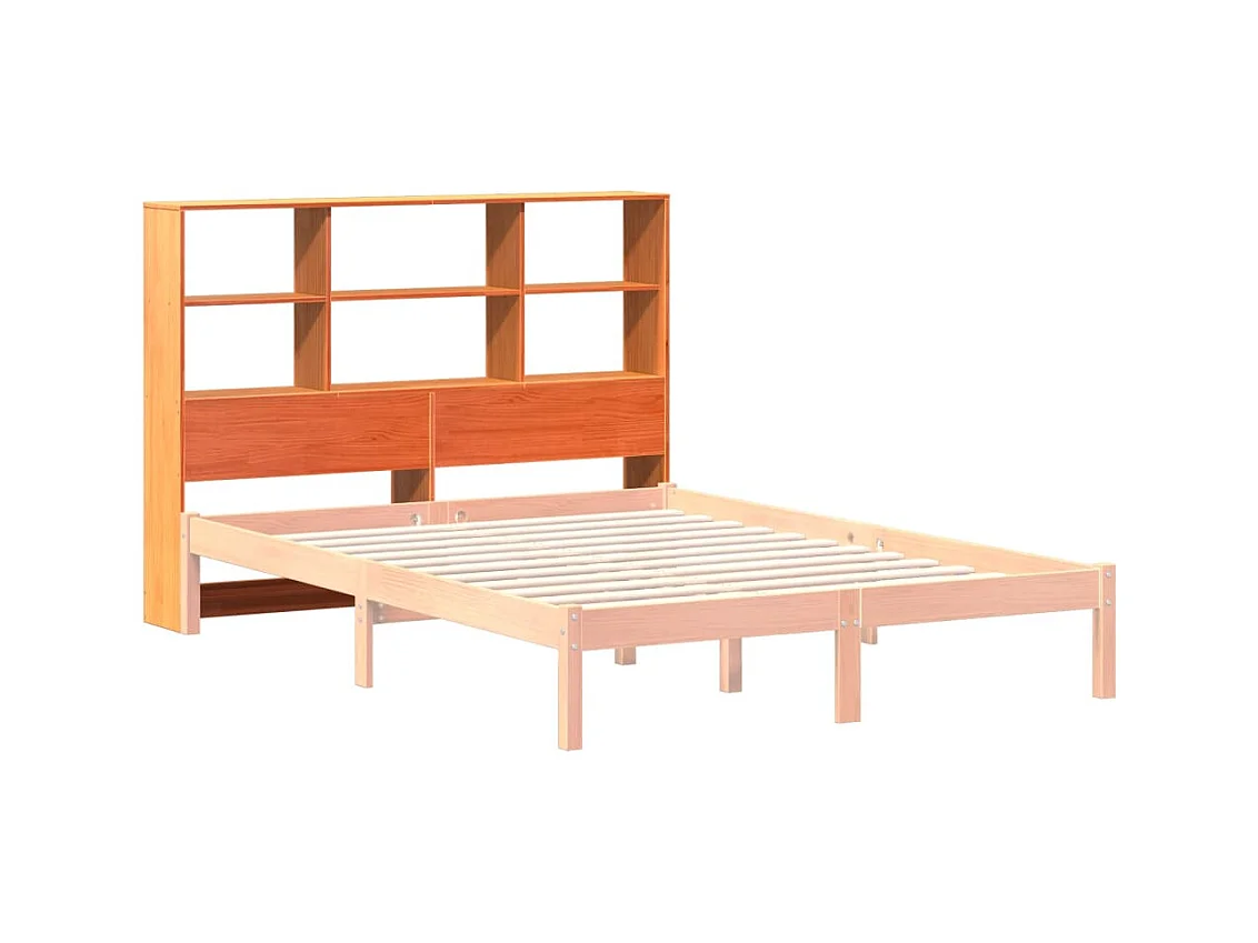 Tête de lit avec rangement cire marron 140cm bois massif de pin