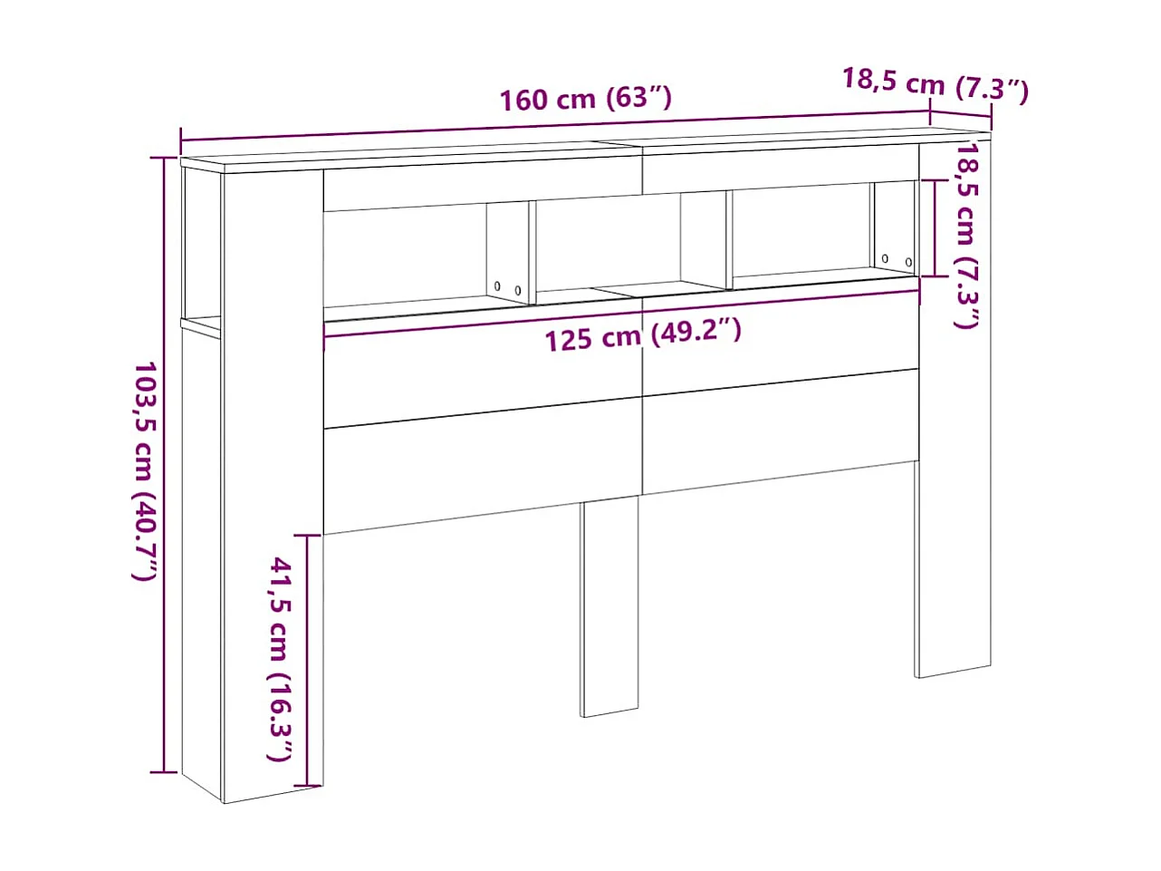 LED-Kopfteil Altholz-Optik 160x18,5x103,5 cm Holzwerkstoff