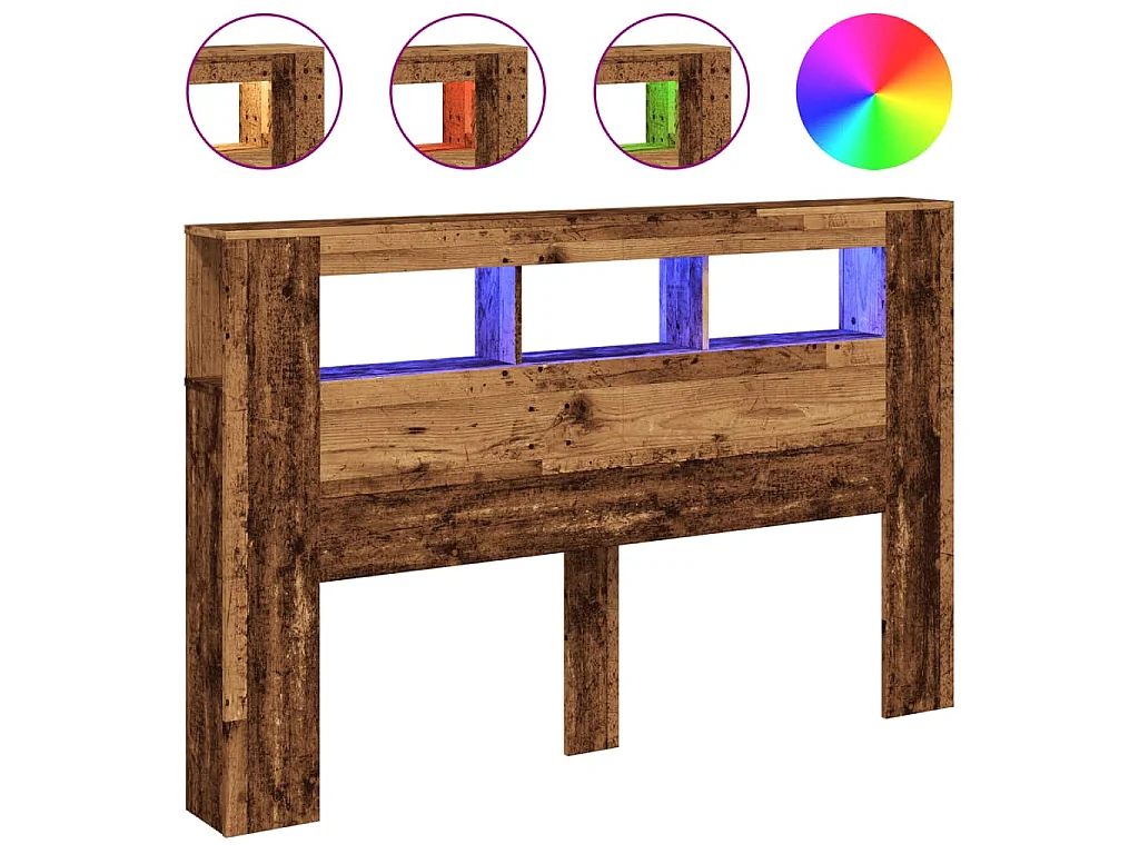 Testiera LED Legno Antico 160x18,5x103,5 cm Legno Multistrato