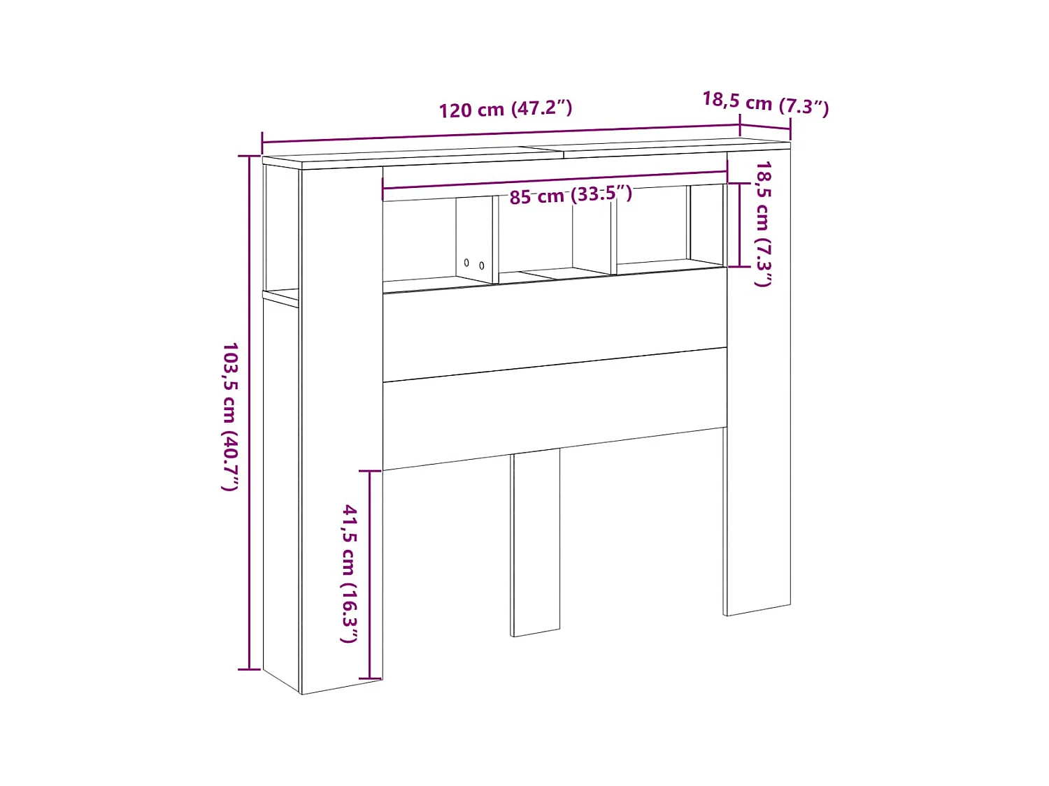 Tête de lit à LED vieux bois 120x18,5x103,5cm bois d'ingénierie