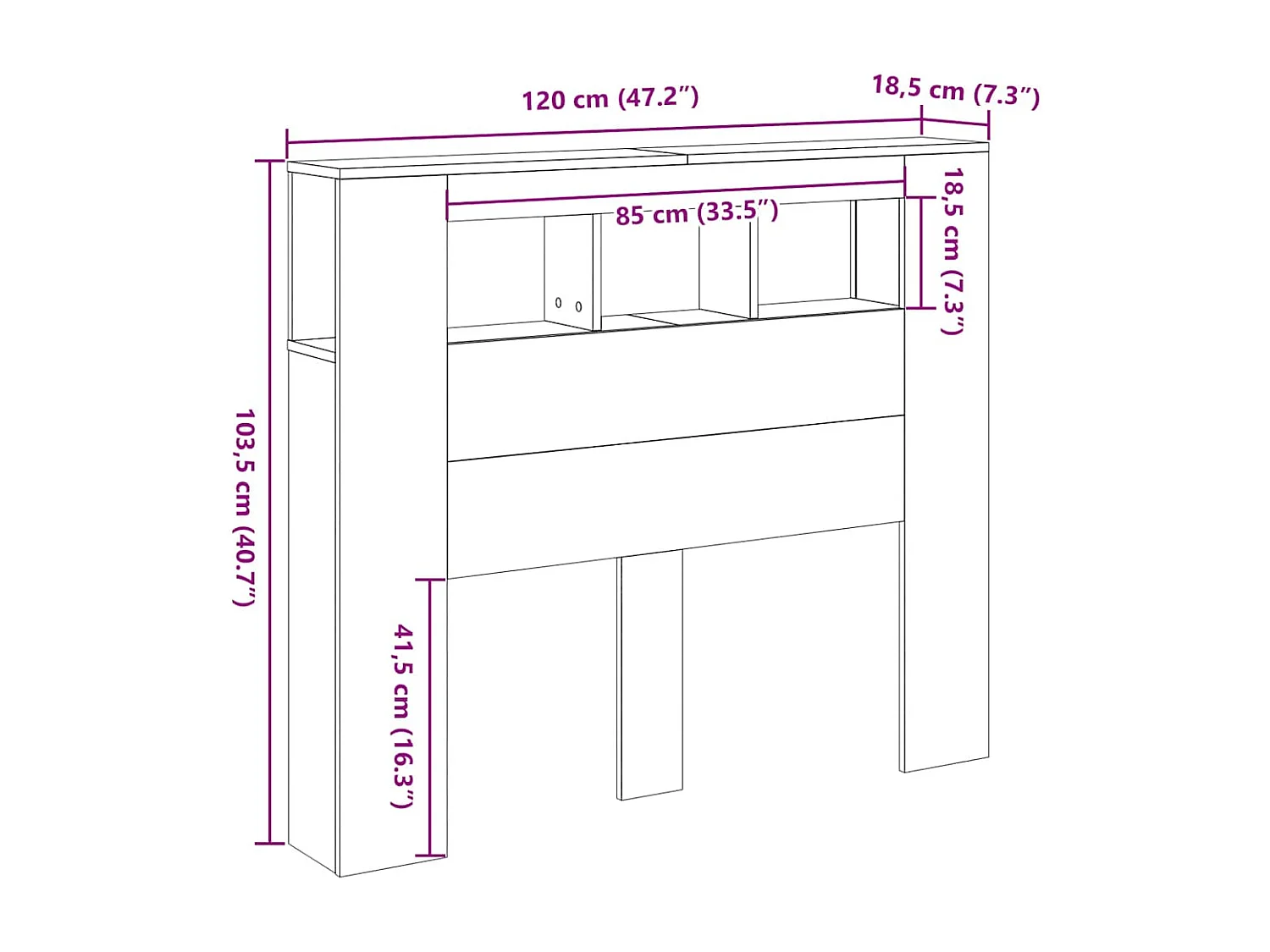 LED-Kopfteil Altholz-Optik 120x18,5x103,5 cm Holzwerkstoff