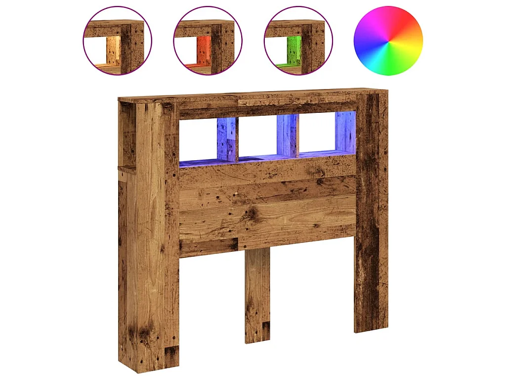 Testiera LED Legno Antico 120x18,5x103,5 cm Legno Multistrato
