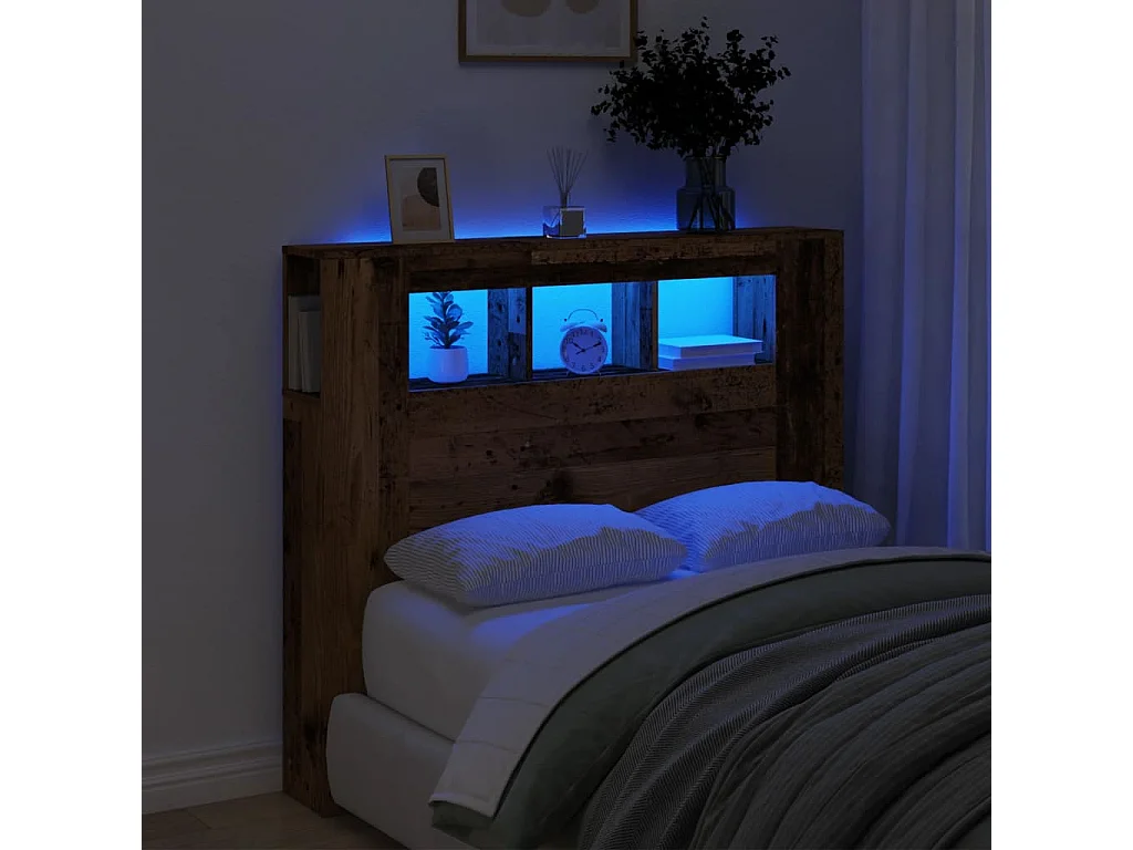 Testiera LED Legno Antico 120x18,5x103,5 cm Legno Multistrato