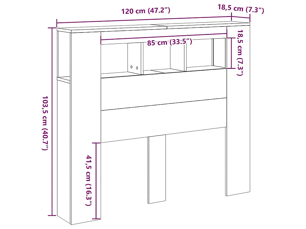 Testiera LED Legno Antico 120x18,5x103,5 cm Legno Multistrato