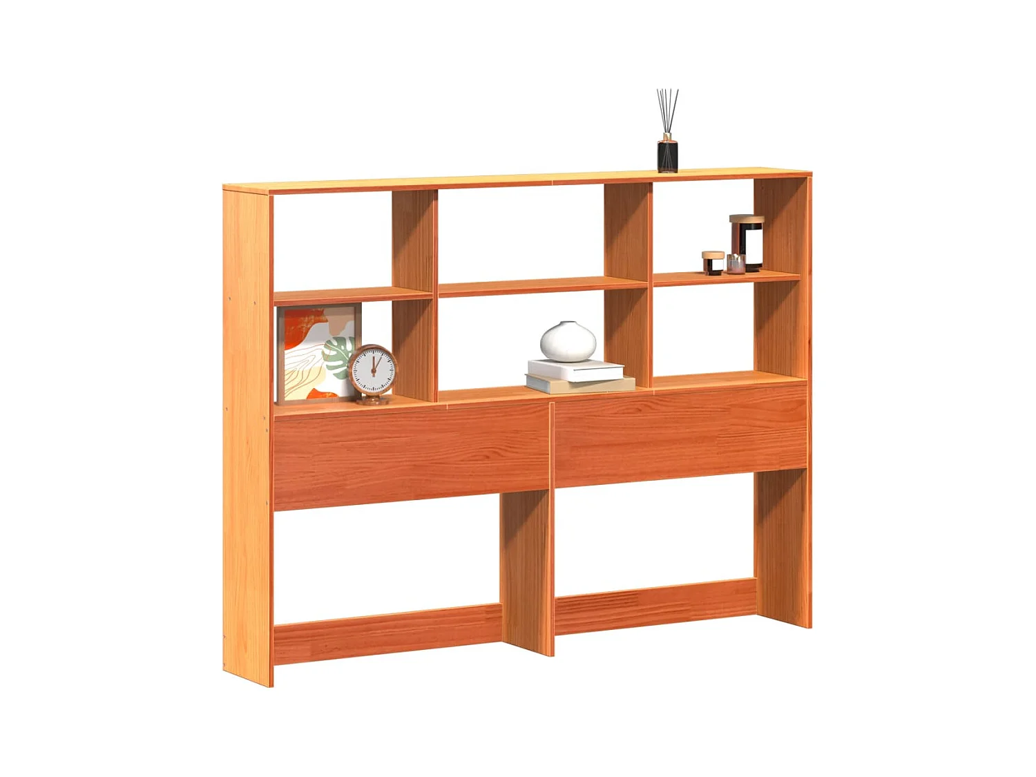 Tête de lit avec rangement cire marron 135cm bois massif de pin