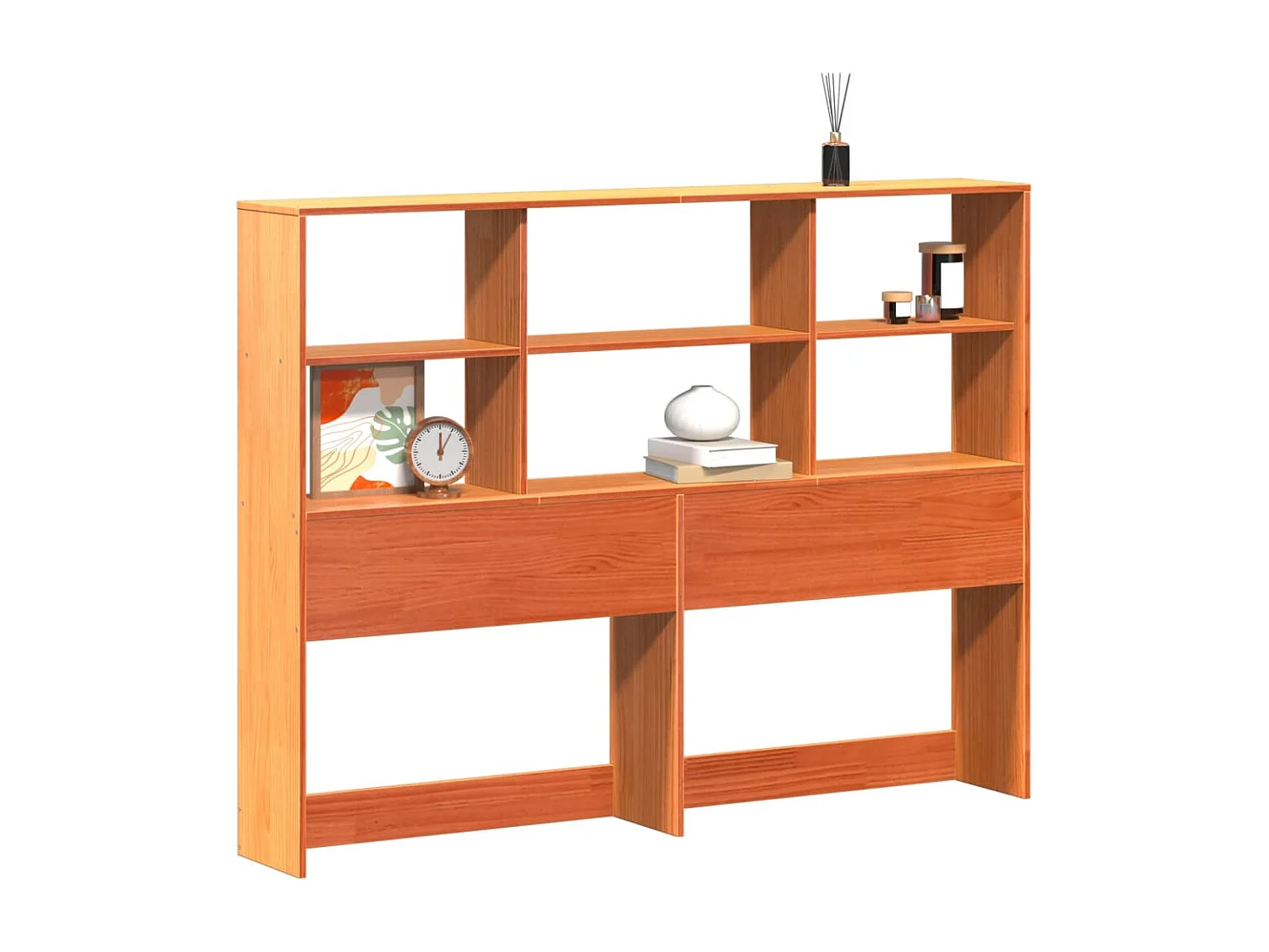 Tête de lit avec rangement cire marron 135cm bois massif de pin