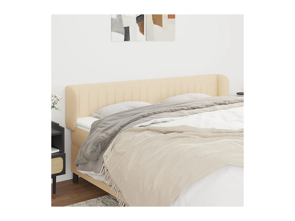 Tête de lit avec oreilles Crème 203x23x78/88 cm Tissu